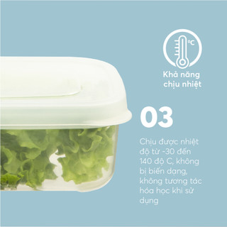 Bộ 3 hộp thực phẩm vuông Inochi - Hokkaido (Bộ 500/1000/2000ml và Bộ 750/1500/2500ml)