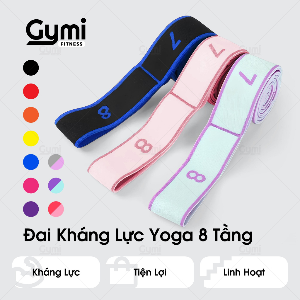 Dây Đai Kháng Lực 8 Tầng Hỗ Trợ Tập Yoga Uốn Dẻo, Tập Múa - DayYoga-8Tang