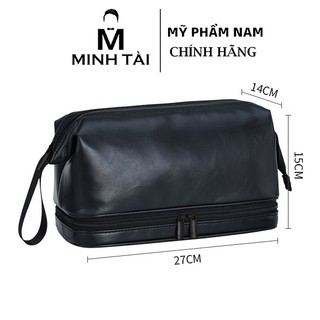 Túi da đựng mỹ phẩm nam kiểu Châu Âu chống thấm nước