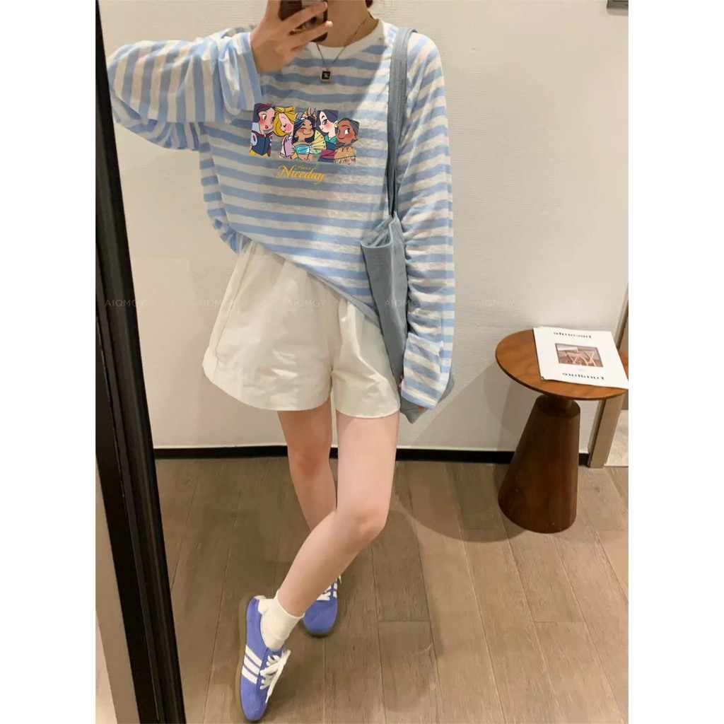 Áo thun Nữ dài tay kẻ sọc in hình JULY fashion2023, Áo phông nữ tay dài kẻ sọc, dáng rộng SIÊU PHẨM mùa thu đông