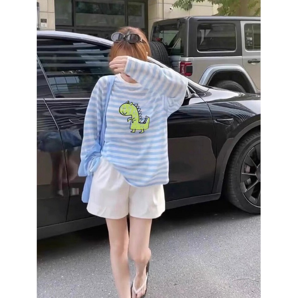 Áo thun Nữ dài tay kẻ sọc in hình JULY fashion2023, Áo phông nữ tay dài kẻ sọc, dáng rộng SIÊU PHẨM mùa thu đông