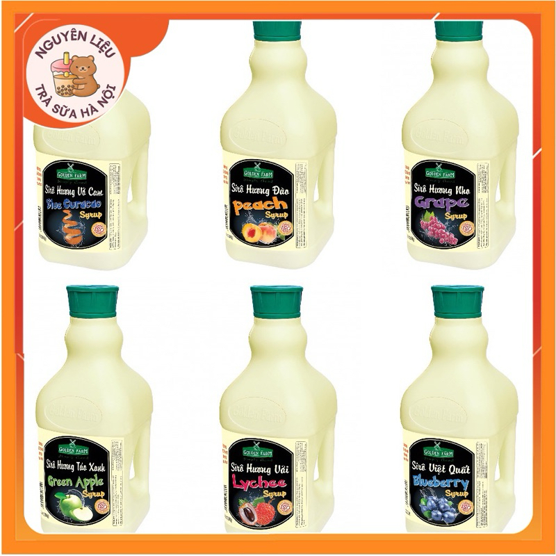 Siro Syrup Golden Farm Can 2 Lít Đủ Vị: Việt quất, kiwi, Cam, Dâu , Dừa ...