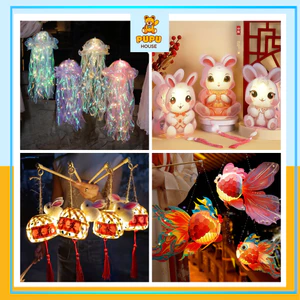 Đèn Lồng Trang Trí Cá Ngọc Con Thỏ Con Sứa Lồng Đèn Sứa Biển Lồng Đèn Thỏ Tre Đèn LED Trung Thu 2024 -Đồ Chơi PUPU HOUSE