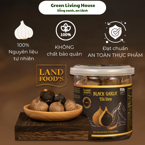 Tỏi Đen Cao Cấp Xuất Khẩu LANDFOOD'S Lên Men Tự Nhiên Công Nghệ Lò Gạch Nung 60 Ngày Hộp 200gr