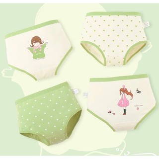[T22 Combo 4 quần chíp cao cấp] Quần chip đùi bé gái, quần chip cho bé cotton cao cấp hình bé gái xanh lá cute 9-35kg