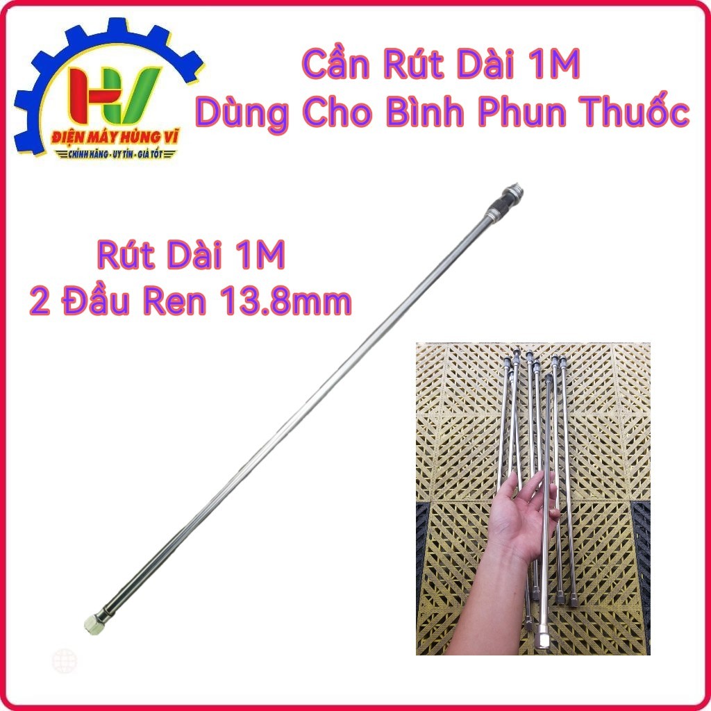Cần Rút INOX 1 Mét dùng cho Bình phun thuốc 2 đầu ren 13.8mm. Lắp được ...