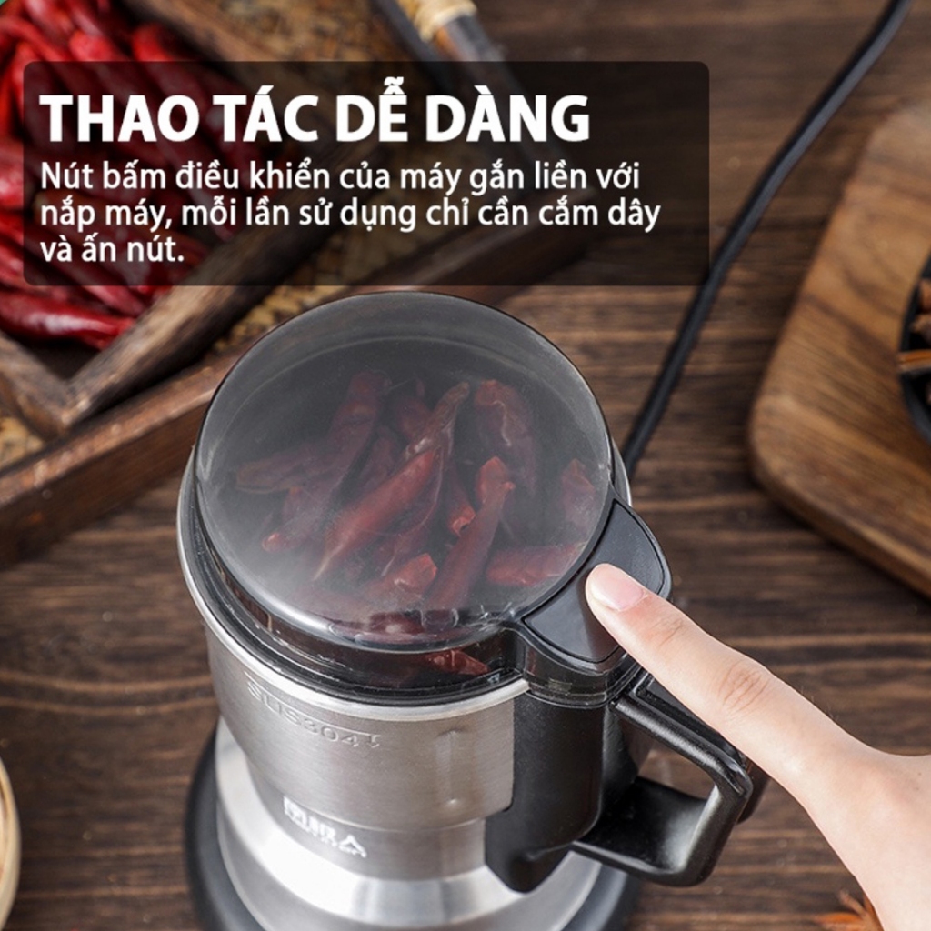 Ảnh Máy Xay Hạt Khô, Xay Bột, Gia Vị, Cà Phê Đa Năng Công Suất 250-300W 6 - 8 Lưỡi Dao Cực Bén Cối Inox Chính Hãng Amalife 2