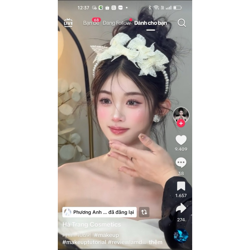Bờm tóc cô dâu hoa ren cho các nàng dâu