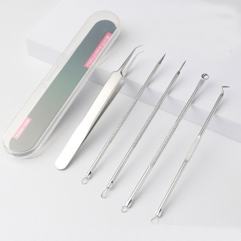 Bộ dụng cụ lấy mụn chuyên nghiệp, nặn mụn đầu đen, mụn bọc - Thép không gỉ, lựa chọn 8 hoặc 5 món tiện lợi"