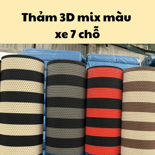 Thảm lót sàn ô tô cao su vân 3D màu mix xe 7 chỗ kích thước 4.5m x 60cm và 7 chỗ + lót cốp kt 3m x 1.2m hoặc 6m x 60cm