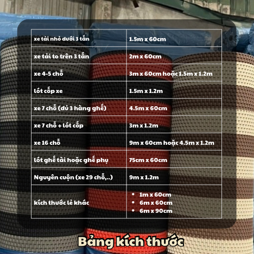 Thảm lót sàn ô tô cao su vân 3D màu mix xe 7 chỗ kích thước 4.5m x 60cm và 7 chỗ + lót cốp kt 3m x 1.2m hoặc 6m x 60cm