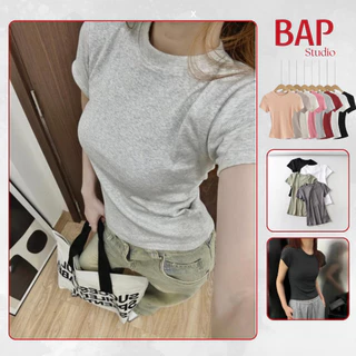 Áo Thun Ôm Body Bắp Store Basic Cổ Tròn  Chất Tăm Cotton Mỏng, Nhẹ Mát Cực Hợp Đi Học A10 (Full 12 màu Trendy)