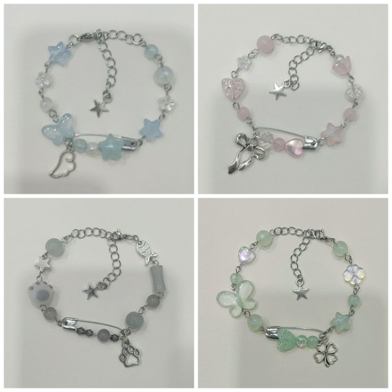 ⋆⋅☆⋅⋆[Safety pins]⋆⋅☆⋅⋆ Vòng tay handmade Safety pins, vòng tay nhóm ...
