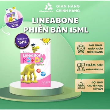 [1h tặng Qùa] Vitamin D3K2 Lineabon hồng mới, Bổ Sung Vitamin D3 Cho Trẻ Sơ Sinh Giúp Tăng Chiều Cao Cho Bé Lọ 15Ml