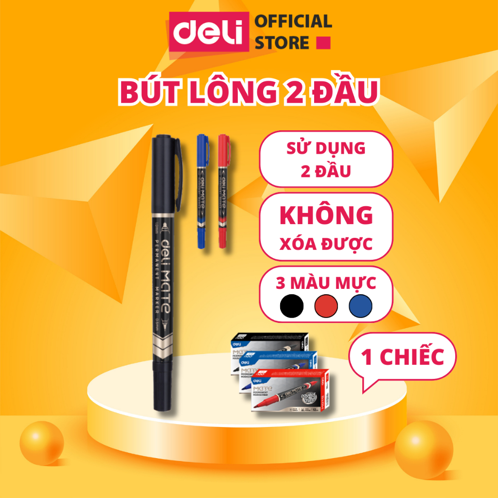 Bút Lông DELI Bút Đánh Dấu 2 Đầu Không Xóa Được Dùng Cho Văn Phòng Làm Việc Đánh Dấu Bao Bì Bao Tải