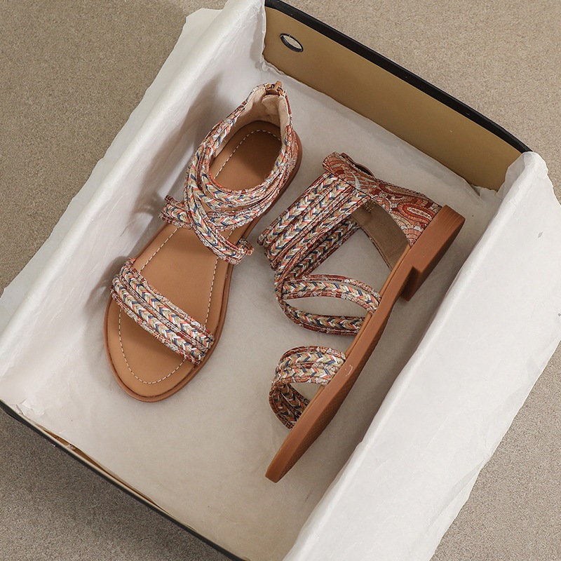 [Chính hãng] Giày sandal chiến binh nữ boho XIANGLV basic sang trọng 2cm, sandal nữ quai ngang, giày dây LAL34- Laylalay