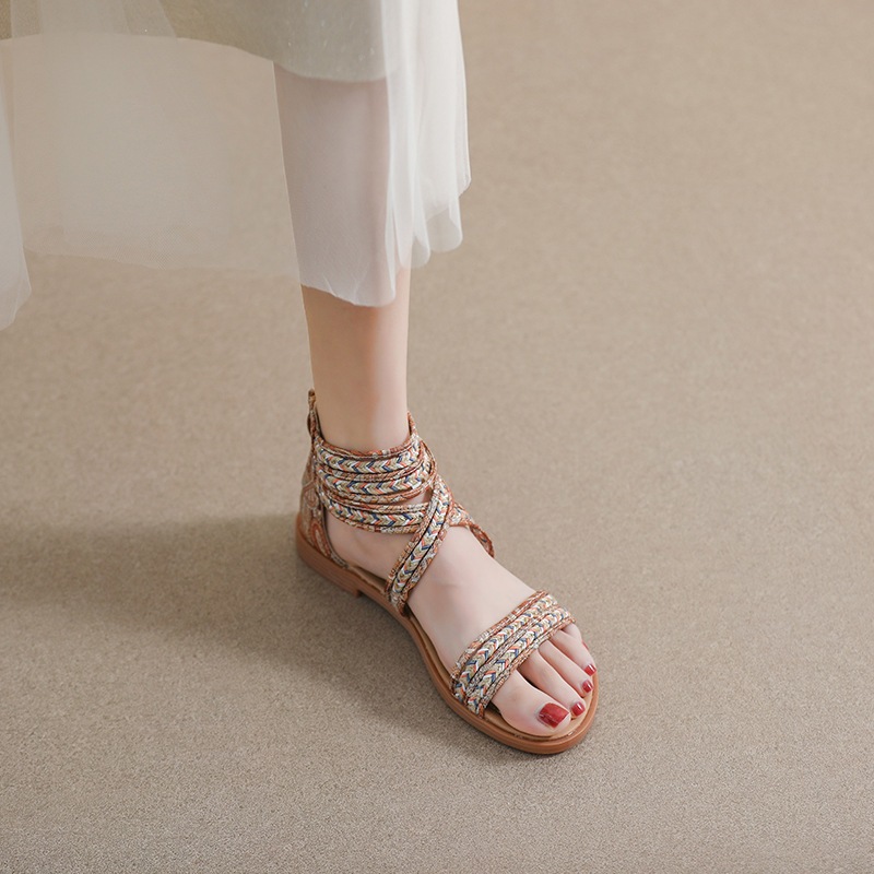 [Chính hãng] Giày sandal chiến binh nữ boho XIANGLV basic sang trọng 2cm, sandal nữ quai ngang, giày dây LAL34- Laylalay