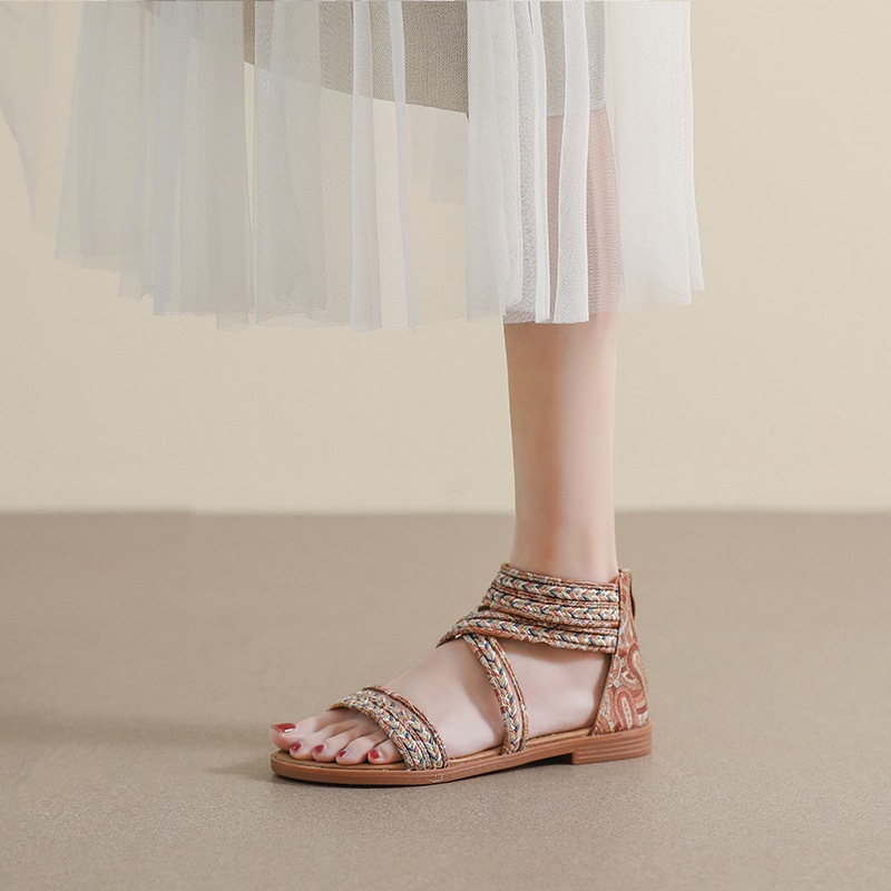[Chính hãng] Giày sandal chiến binh nữ boho XIANGLV basic sang trọng 2cm, sandal nữ quai ngang, giày dây LAL34- Laylalay