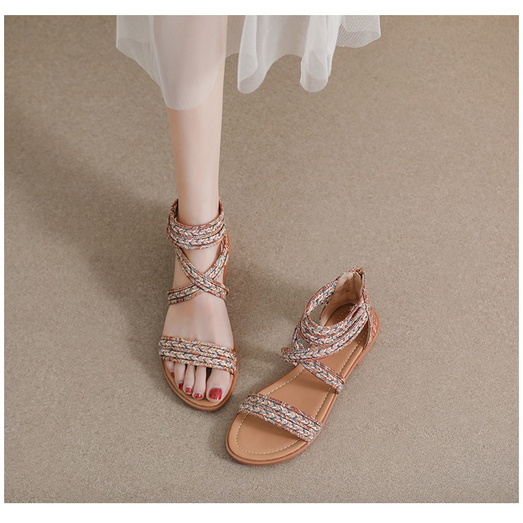 [Chính hãng] Giày sandal chiến binh nữ boho XIANGLV basic sang trọng 2cm, sandal nữ quai ngang, giày dây LAL34- Laylalay