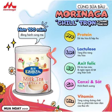 sữa bầu morinaga vị trà sữa -800g, chất béo chỉ bằng 1/2 so với sữa tươi