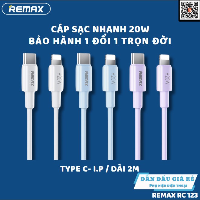 Cáp sạc nhanh Remax RC-C123 20W đầu Type-C ra I.P dài 2m | Shopee Việt Nam