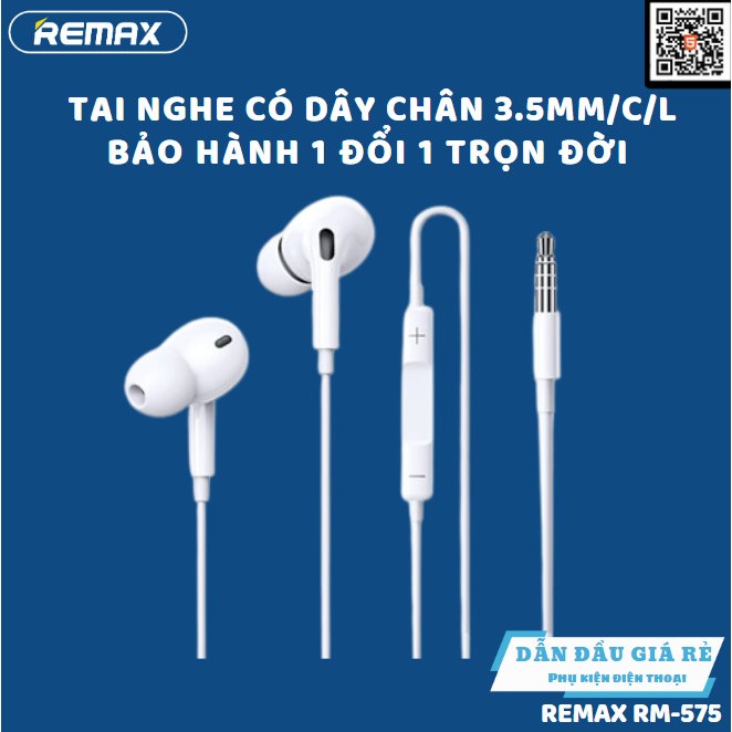 Tai nghe có dây chân Remax RM-575 3.5mm/ Type C/ I.P màu trắng | Shopee ...