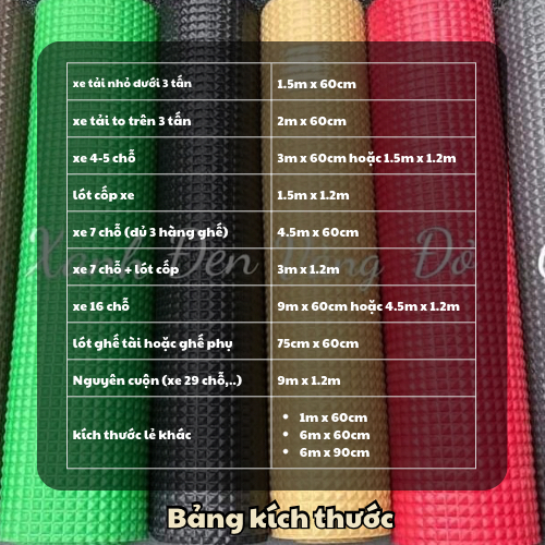 Thảm lót sàn vân kim cương nguyên cuộn cho xe khách 29 chỗ,..