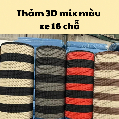 Thảm lót sàn vân 3D màu mix cho xe 16 chỗ kích thước 9m x 60cm hoặc 4.5m x 1.2m
