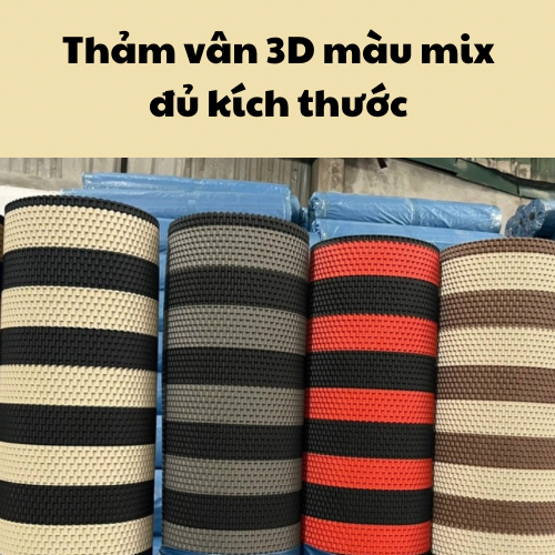 Thảm lót sàn vân 3D màu mix nguyên cuộn 9m x 1.2m cho xe khách 29 chỗ,...