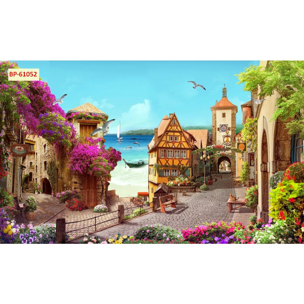 Tranh dán tường 3d vải lụa nhiều hình ảnh đa dạng trang trí quán cafe, trà sữa, trà chanh...