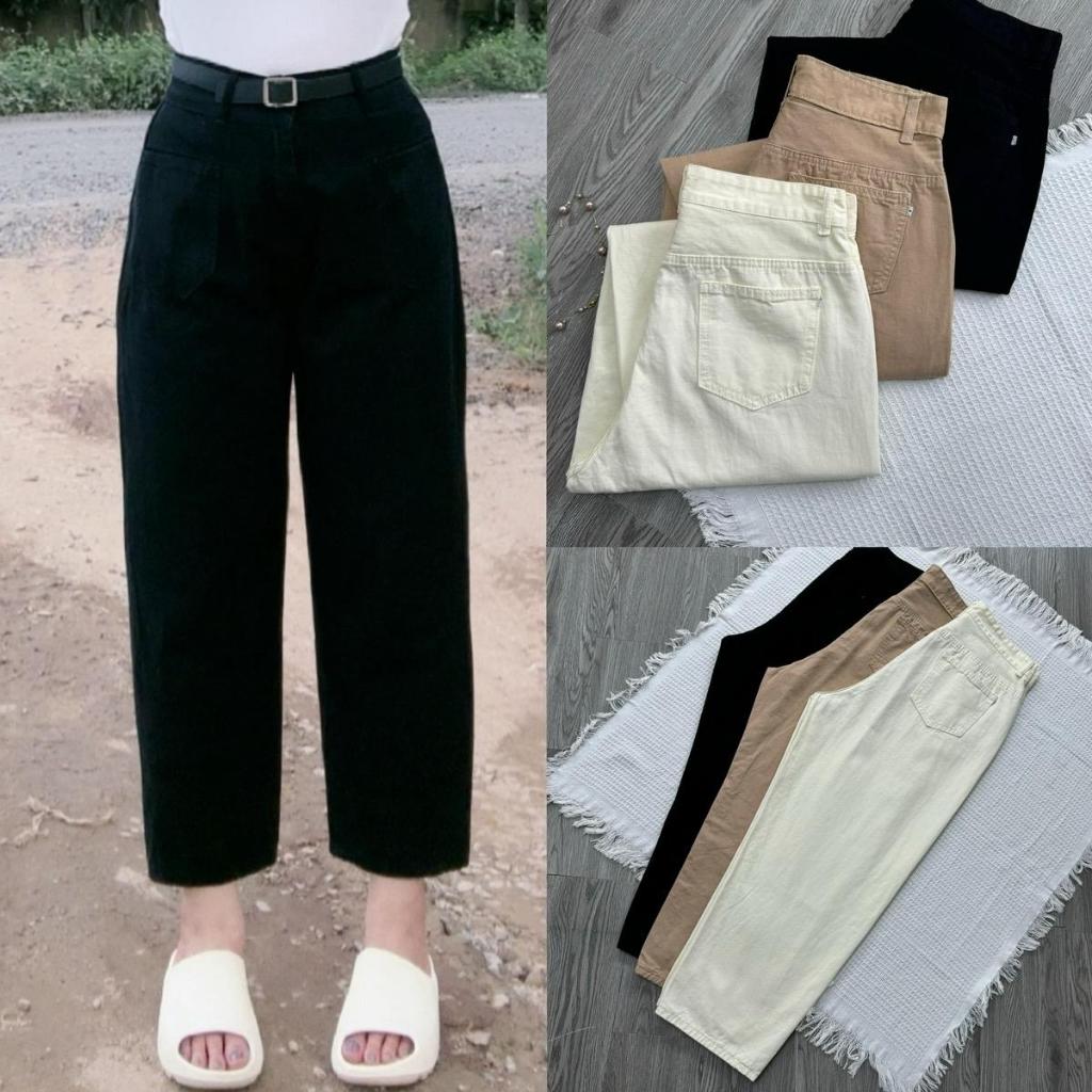 Quần Dài Baggy Nữ Big Size Chất Vải KaKi Bền Ít Nhăn Phom Basic Mặc Đi Học Đi Làm Q513