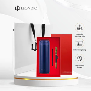 Set Quà Tặng Bút Ký Tên Leon Dio & Bình LocknLock LHC3281BLU-DANDY ONE TOUCH TUMBLER - 420ML