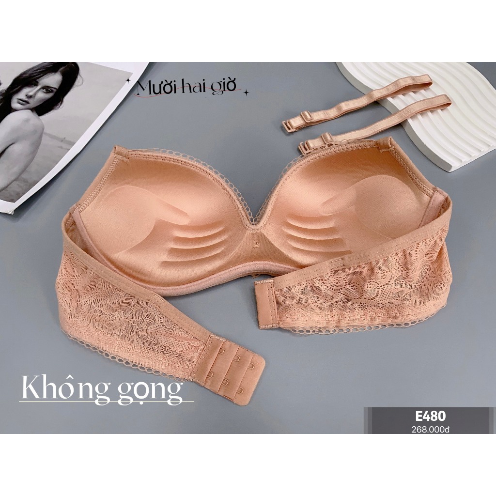 Áo ngực mút vừa đệm bàn tay, áo ngực nâng, áo ngực không gọng ren , áo ngực mút vừa thiết kế sang trọng E480, Đồ lót 12h