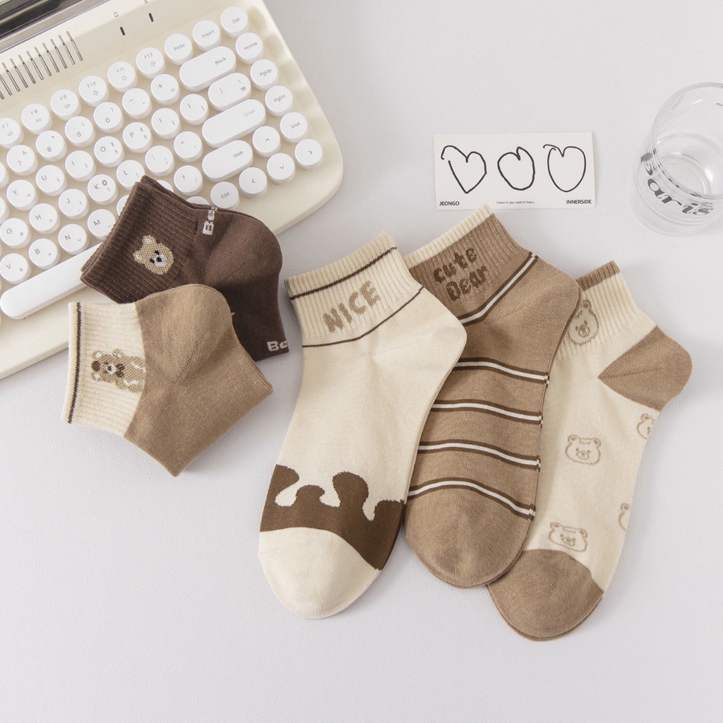 Tất vớ nữ cổ ngắn Ekiu Shop hình dệt sắc nét, chất liệu coton co giãn 4 chiều - Ekiu Shop