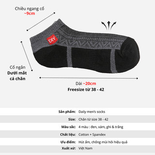 Vớ Tất Nam Cổ Ngắn DIY T&T SOCKS Basic Nhiều Màu Thoáng Khí Êm Ái Khử Mùi - NAM226