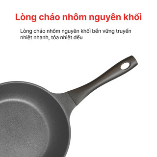 Chảo đúc nguyên khối All Black 24, 26, 28cm Happycook - Dùng được cho mọi loại bếp