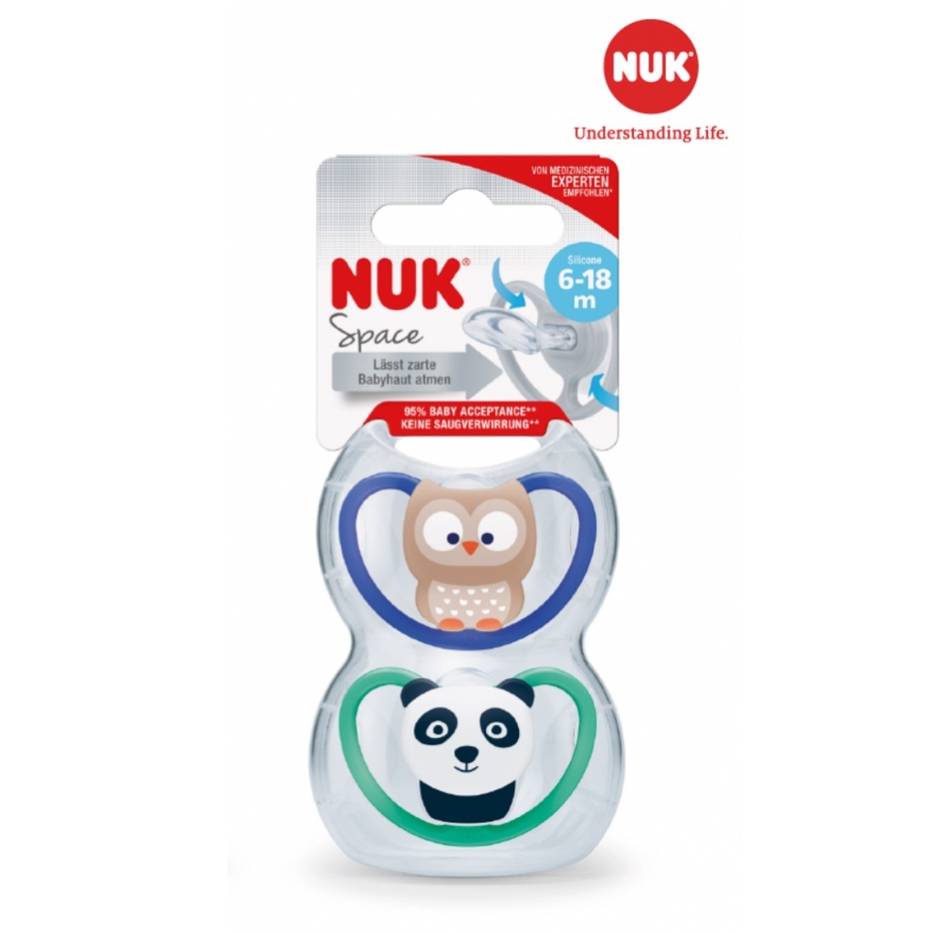 Ảnh Bộ 2 ti giả Silicone Nuk Space S1/S2/S3 3
