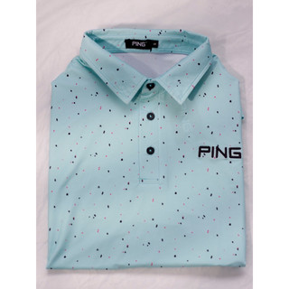 Áo Golf polo Ping họa tiết chấm sơn màu xanh. chất thun lạnh thấm hút mồ hôi , không nhăn, co dãn bốn chiều