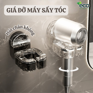 Giá đỡ máy sấy tóc nhà tắm ECO xoay 360 có cốc hút chắc chắn dán tường chịu lực tới 15kg tiện lợi