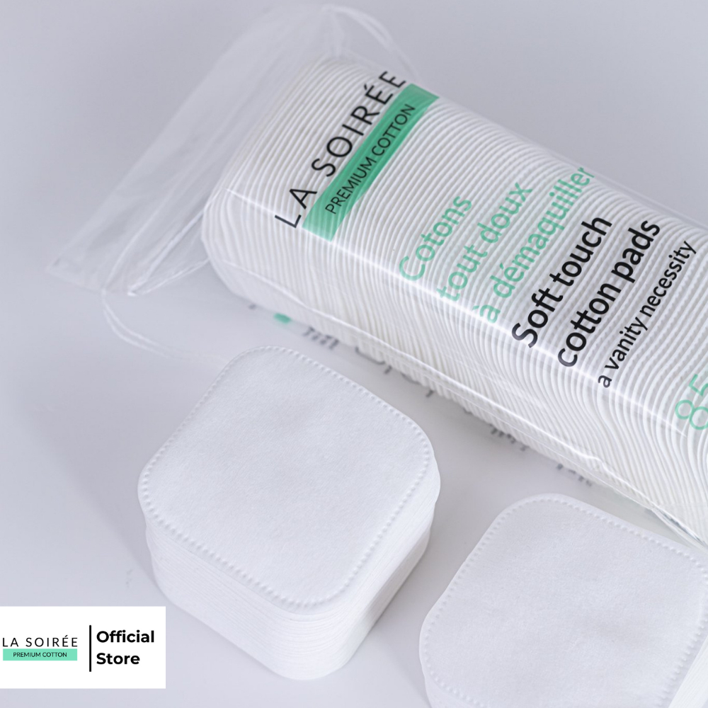 Bông tẩy trang cotton La Soirée 85 miếng vuông dai mềm