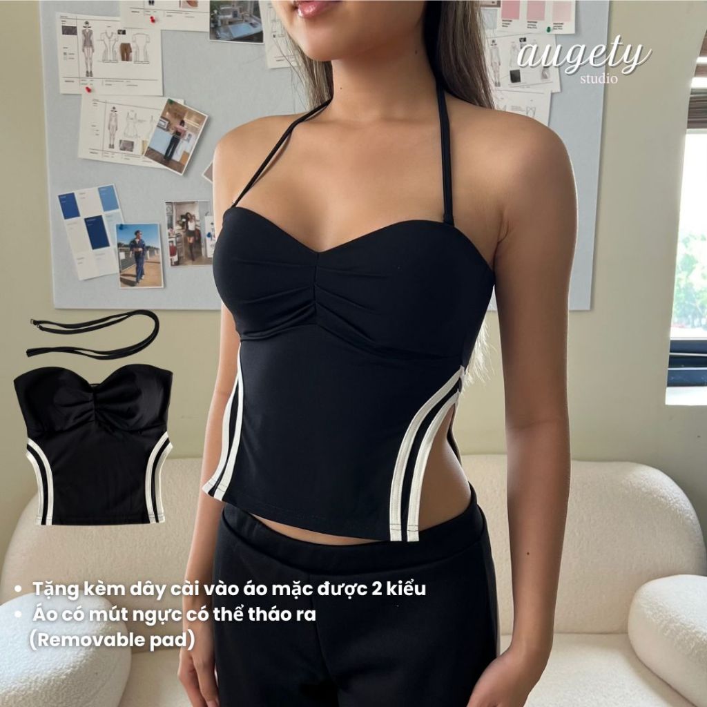 Áo Ống Croptop Xẻ Tà Xếp Ly Ngực Augety Studio, MAYSON TUBE TOP