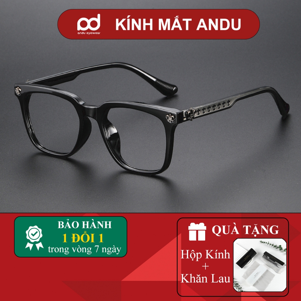 Ảnh Gọng kính cận thời trang nam nữ ANDU dáng vuông chống tia UV chất liệu titanium cao cấp - 72318 1