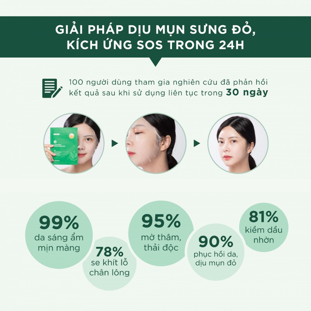 Ảnh Mặt nạ giảm mụn Caryophy Portulaca Mask Sheet 22g 1 miếng 3