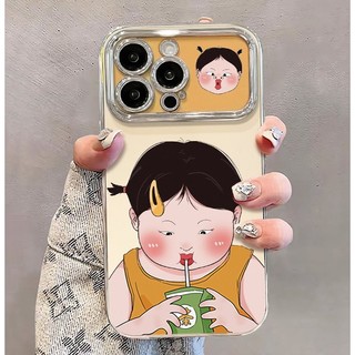 Ốp lưng iphone khung camera mạ kim Girl chubby cute dành cho ip 6/7/8/plus/x/xr/xs/11/12/13/14/15/pro max - xx2208