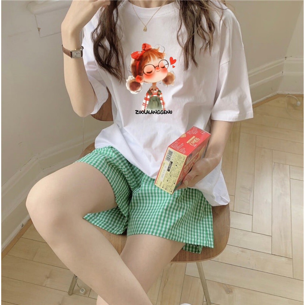 Đồ bộ đùi nữ mặc hè, Đồ bộ mặc nhà in hình JULY fashion, Sét bộ quần đùi áo ngắn tay chất Cotton 4 chiều