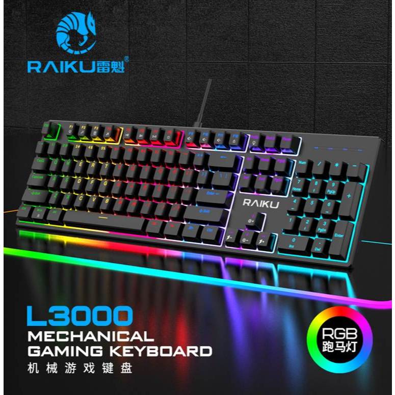 Bàn Phím Cơ Gaming RAIKU L3000 Blue Switch LED RGB Dành Cho Game Thủ ...