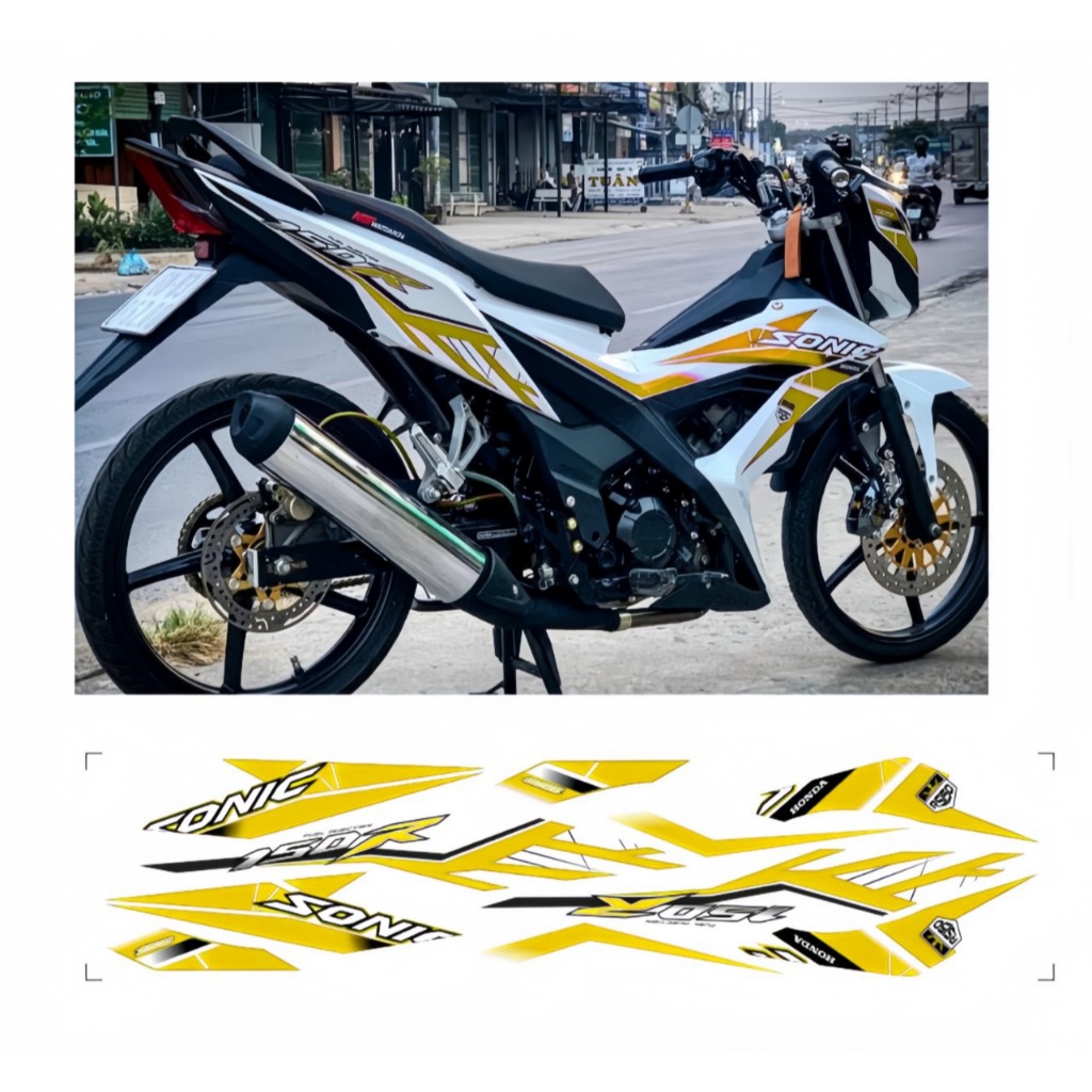 Tem rời sonic 150 cao cấp chất liệu in 3 lớp PPF chống nước không phai màu thích hợp nền trắng.