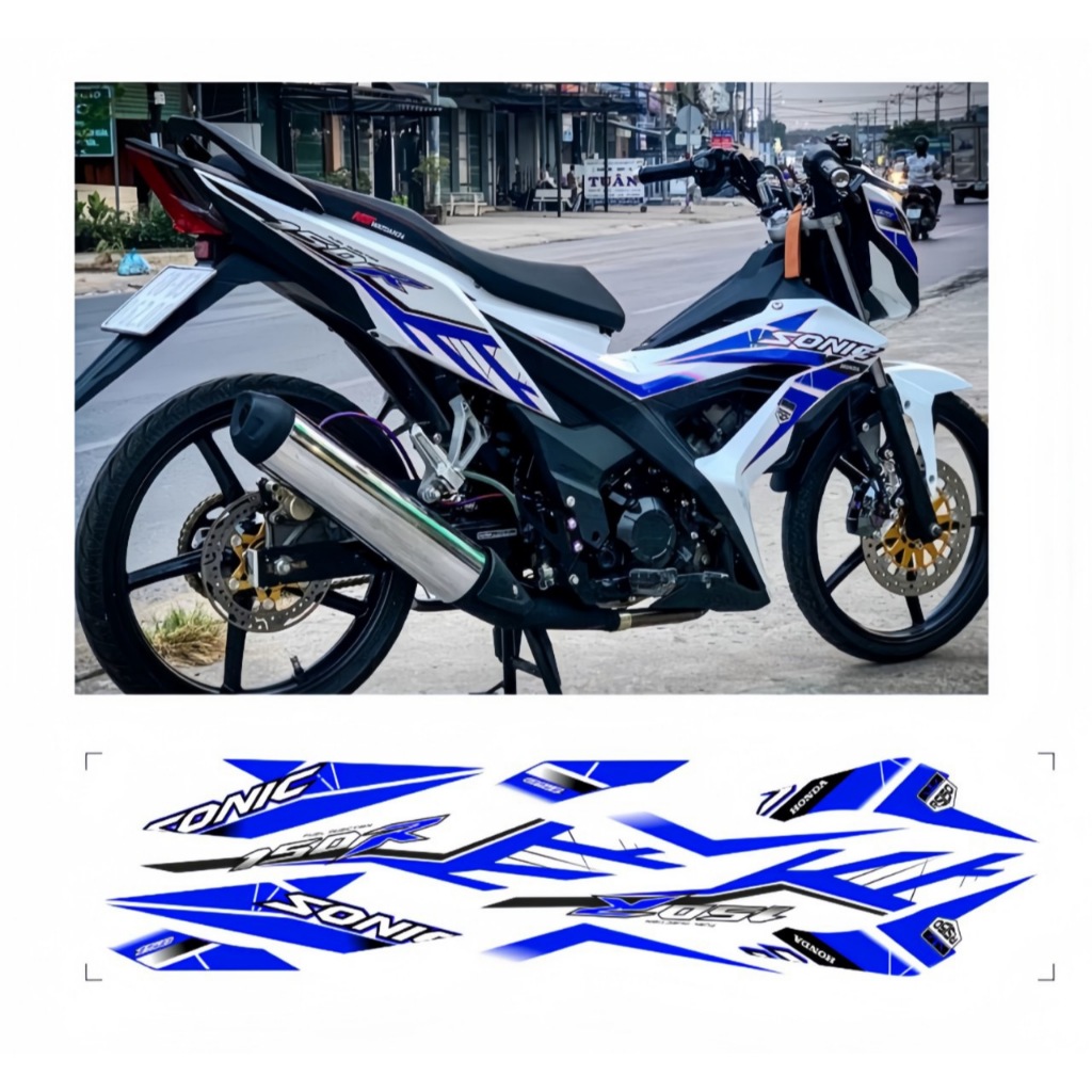 Tem rời sonic 150 cao cấp chất liệu in 3 lớp PPF chống nước không phai màu thích hợp nền trắng.