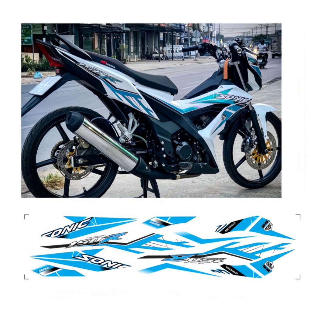 Tem rời sonic 150 cao cấp chất liệu in 3 lớp PPF chống nước không phai màu thích hợp nền trắng.