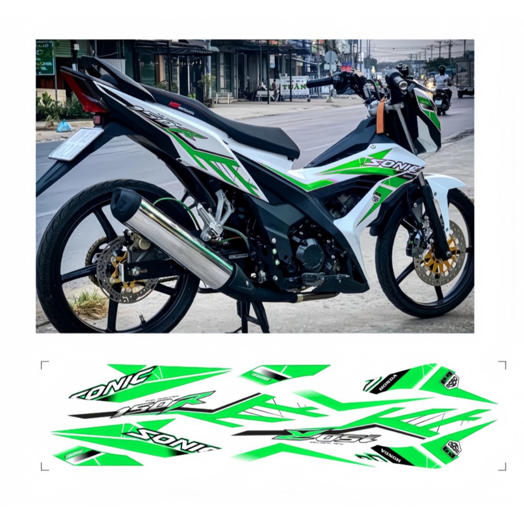 Tem rời sonic 150 cao cấp chất liệu in 3 lớp PPF chống nước không phai màu thích hợp nền trắng.